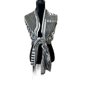 Unbranded Scarf Womens Long Rectangle Black White Colorless Hounds tooth Woven